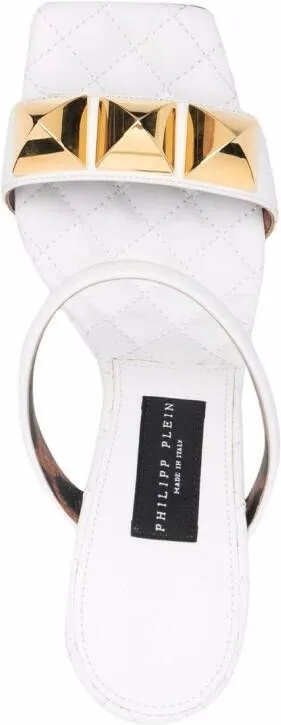 Philipp Plein Matelasse leather wedges White