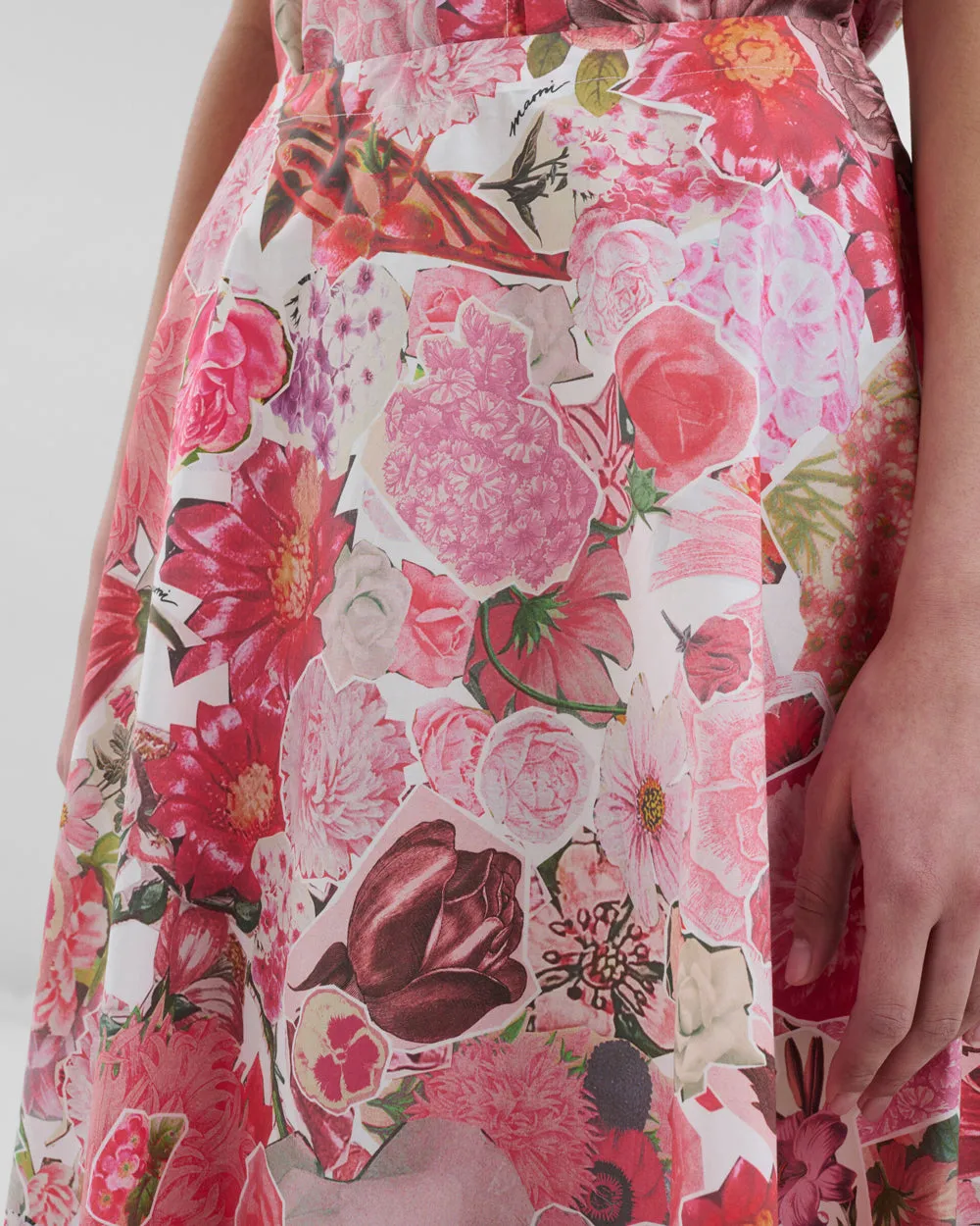 Pink Clematis Circle Midi Skirt