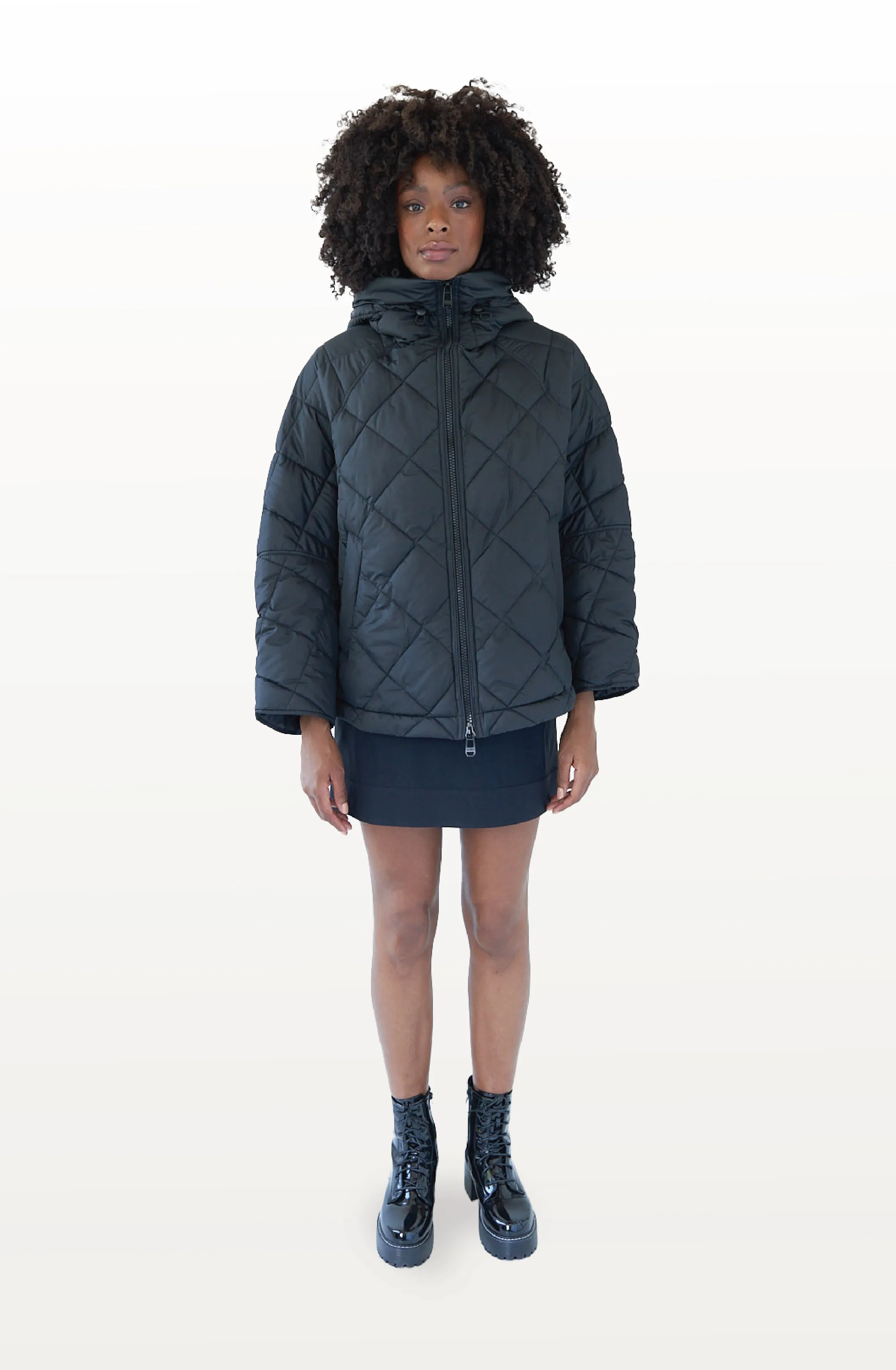 PRINCEDALE short black cape puffer jacket