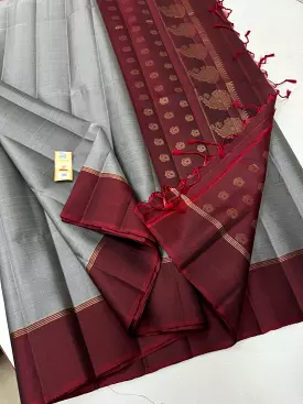 Pure kanchipuram handloom soft silk with Traditional contrast border rich pallu and brocade blouse-PRIYA001KSSGM