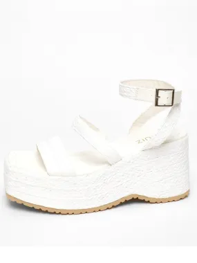 Quiz White Woven Chunky Platform Wedges