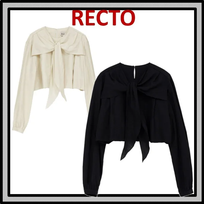 RECTO  |Street Style Cotton Office Style Logo Shirts & Blouses