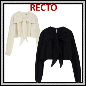 RECTO  |Street Style Cotton Office Style Logo Shirts & Blouses