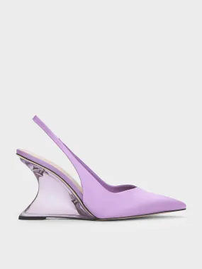 Reycled Polyester Sculptural Slingback Wedges - Purple