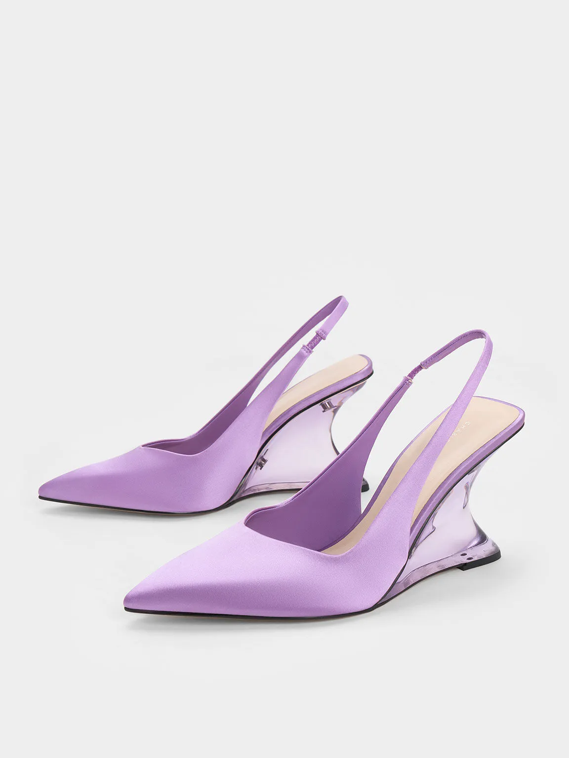 Reycled Polyester Sculptural Slingback Wedges - Purple