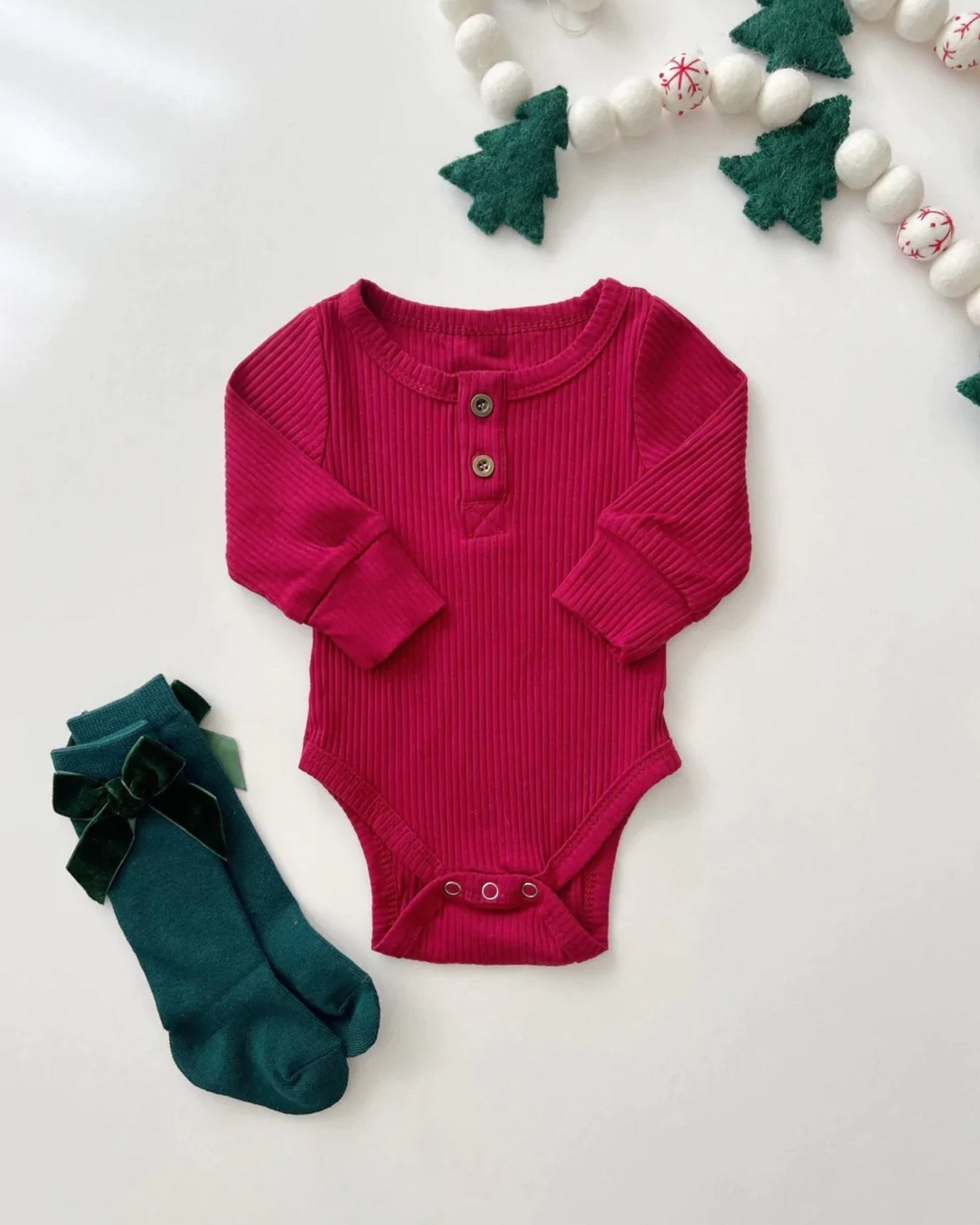 Ribbed Cotton Bodysuit | Red Wine