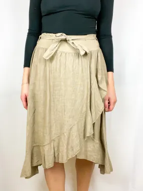 Ruffle Me Wrap Skirt Taupe