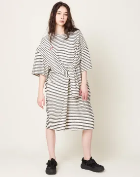 Sleeve T-shirt Dress in Black & White Stripes