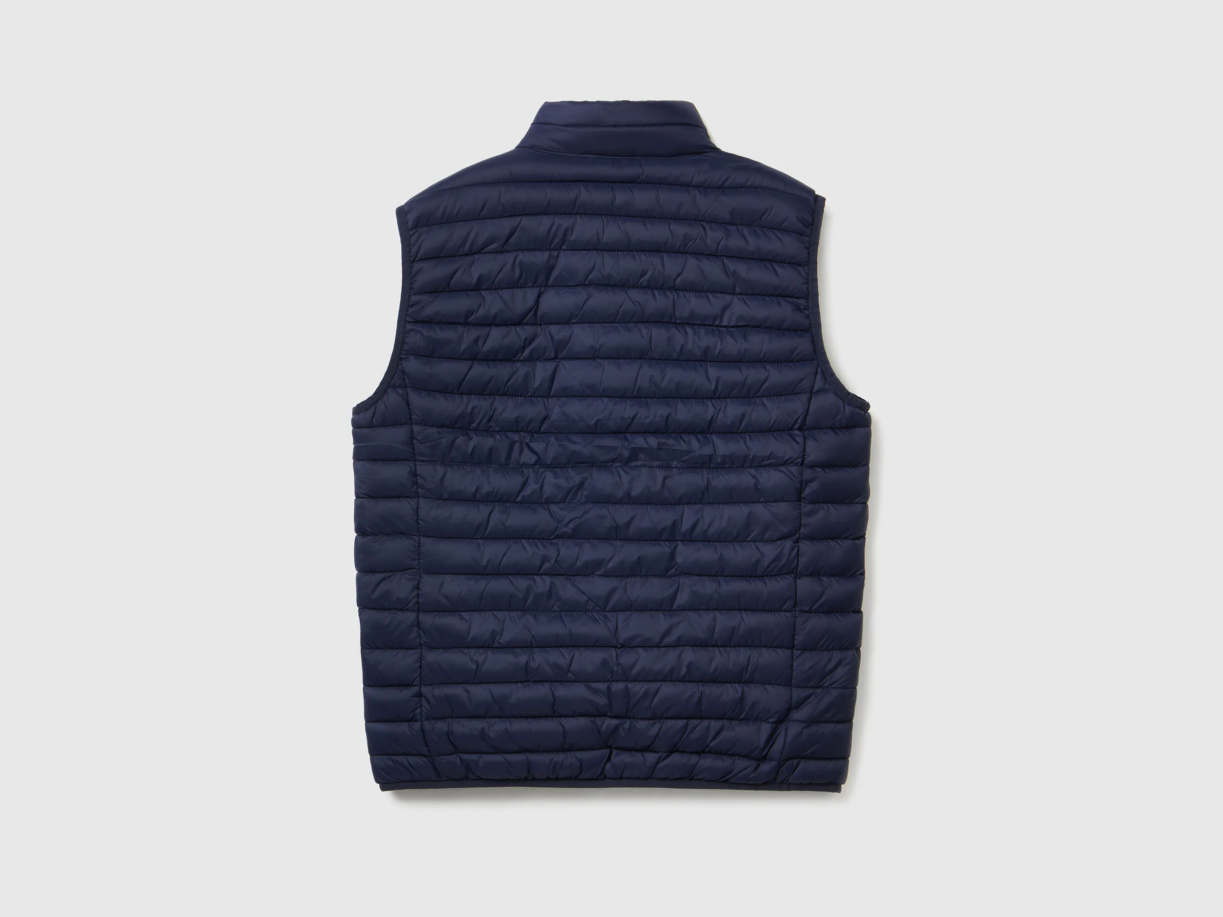 Sleeveless puffer jacket with recycled wadding - Dark Blue | Benetton