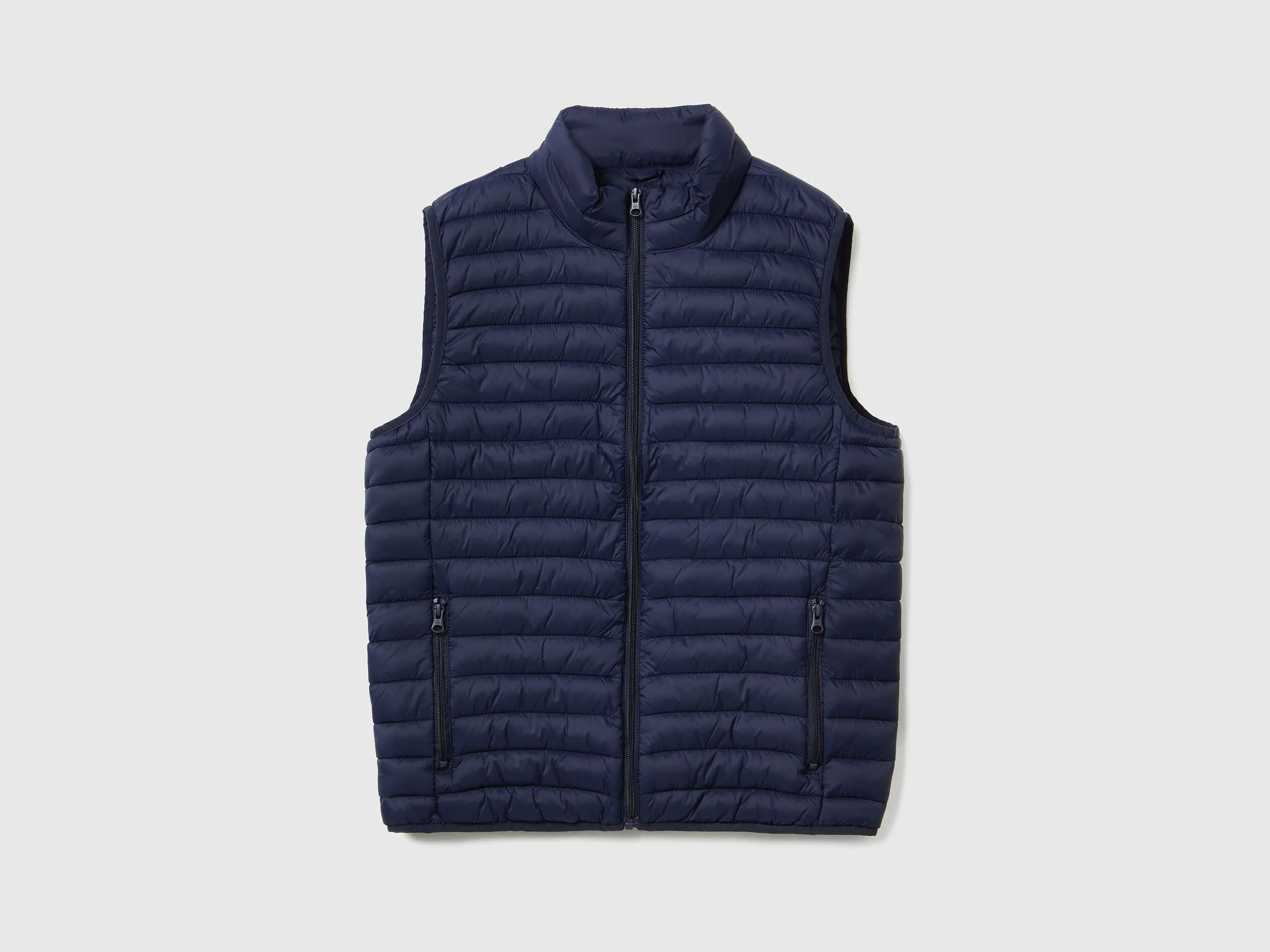 Sleeveless puffer jacket with recycled wadding - Dark Blue | Benetton