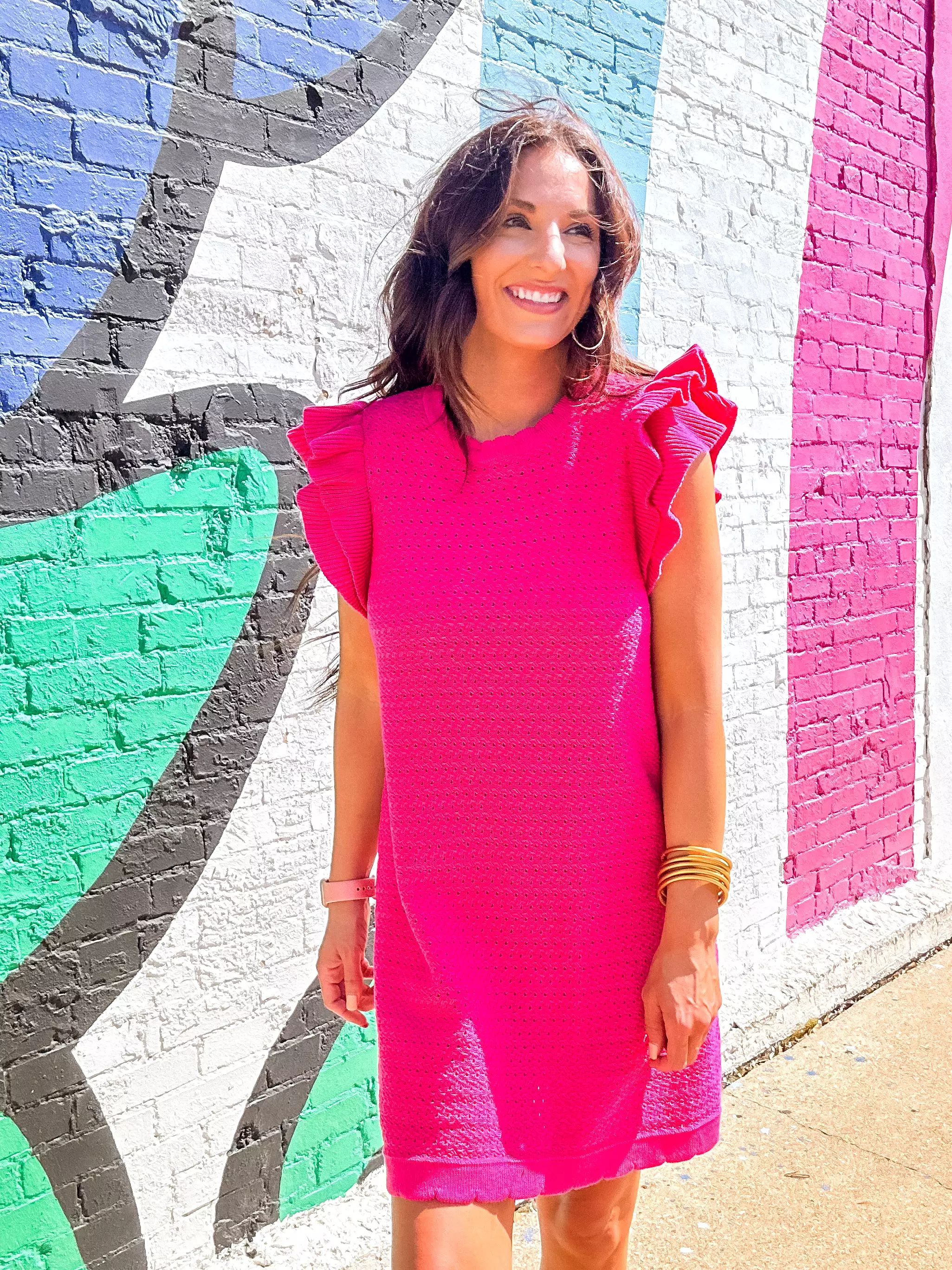 Textured Pink Mini Dress