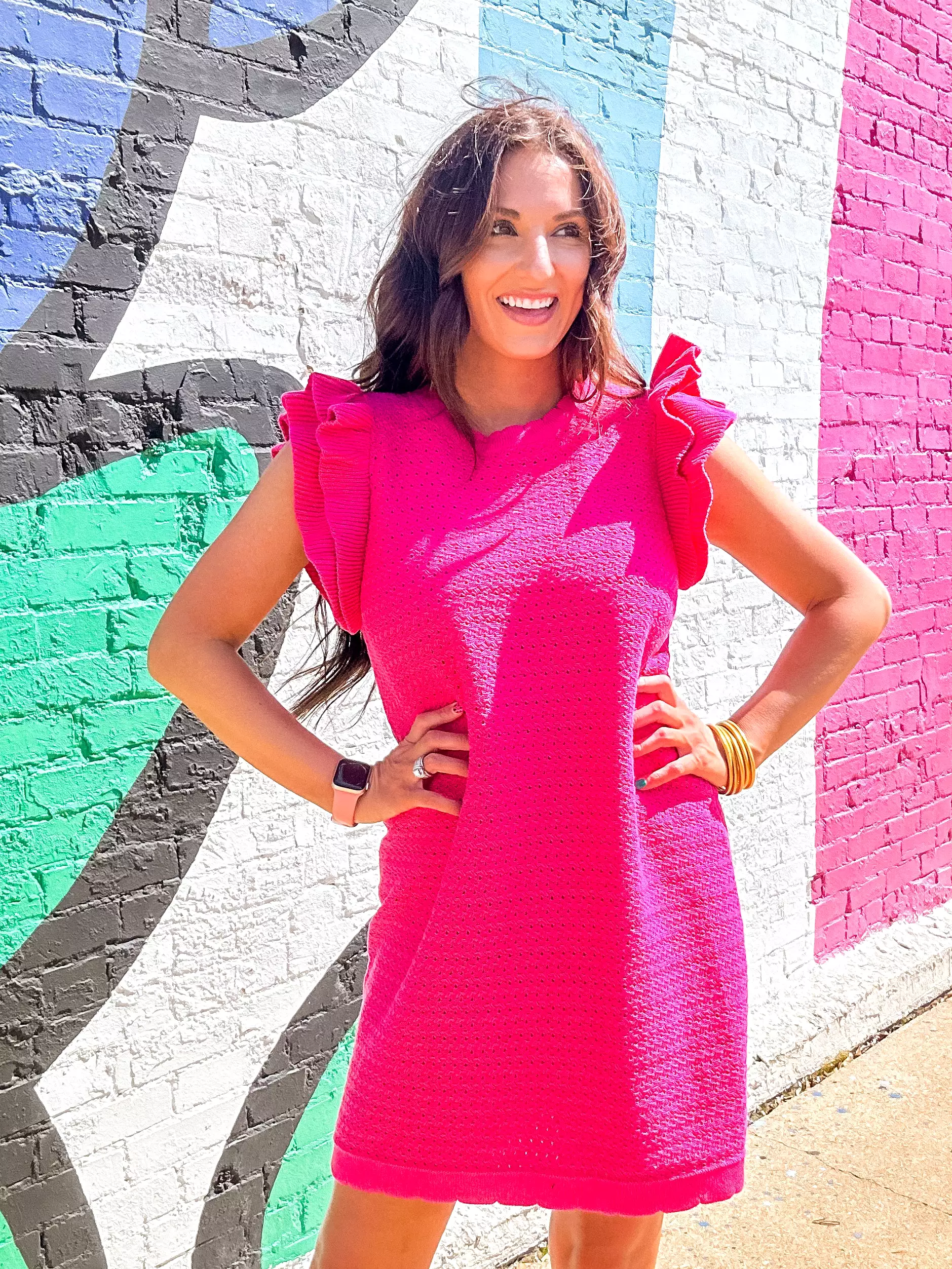 Textured Pink Mini Dress