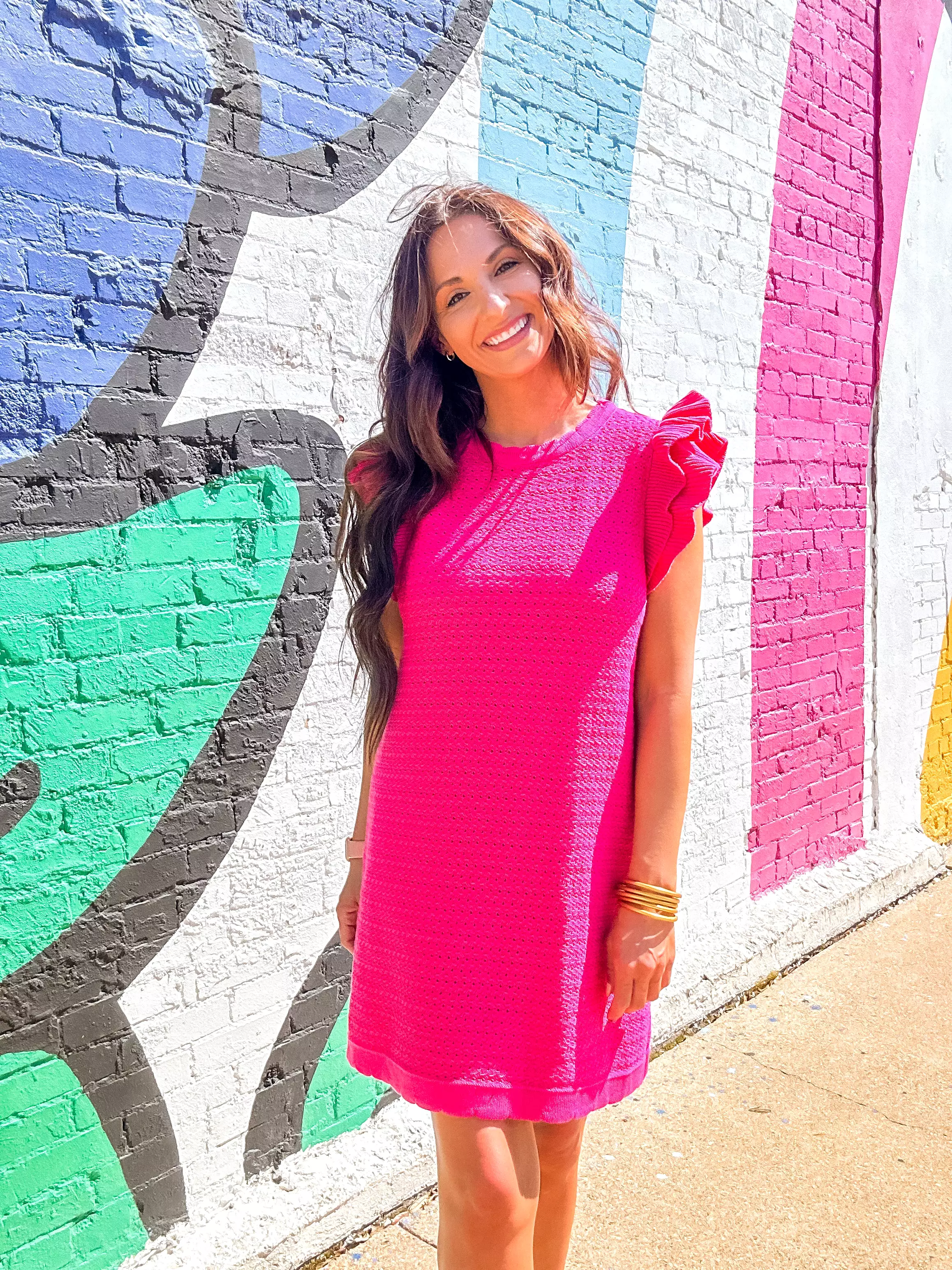 Textured Pink Mini Dress