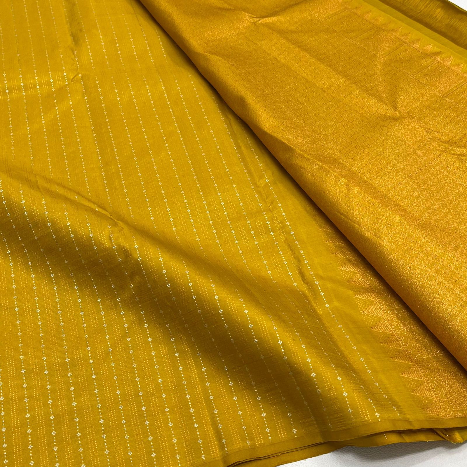  Vaira Oosi  Golden Yellow shade Kanjivaram Pure Silk Handloom Double warp self grand pallu and blouse -PDS001VO