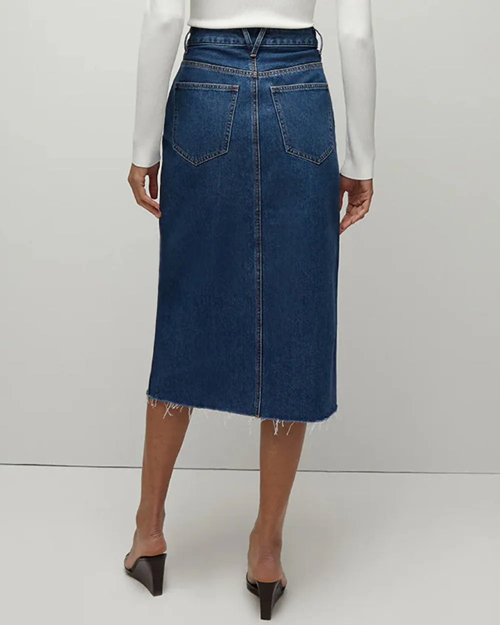 Victoria Midi Skirt in Stoned Blue