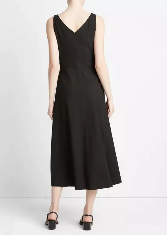 VINCE RELAXED V NECK POCKETED DRESS