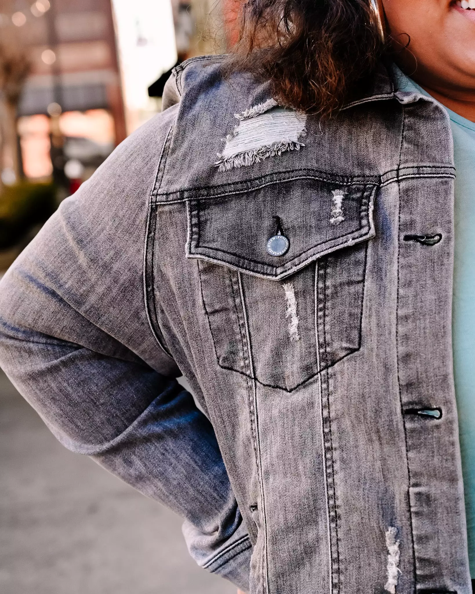 Vintage Washed Denim Jacket PLUS