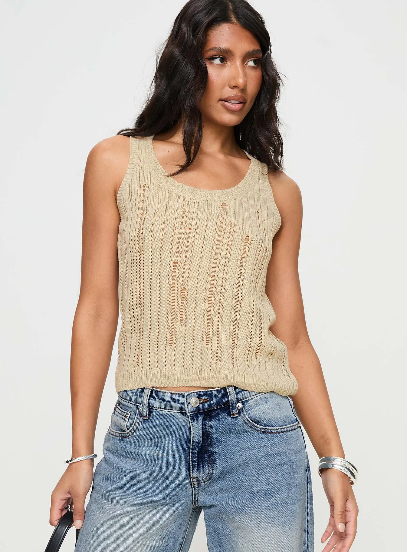 Wategoes Knit Top Beige