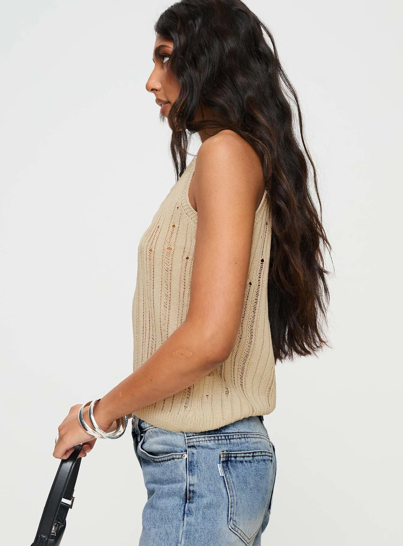 Wategoes Knit Top Beige