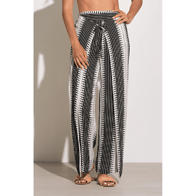 Wrap Front Pants in Black/White Kenya