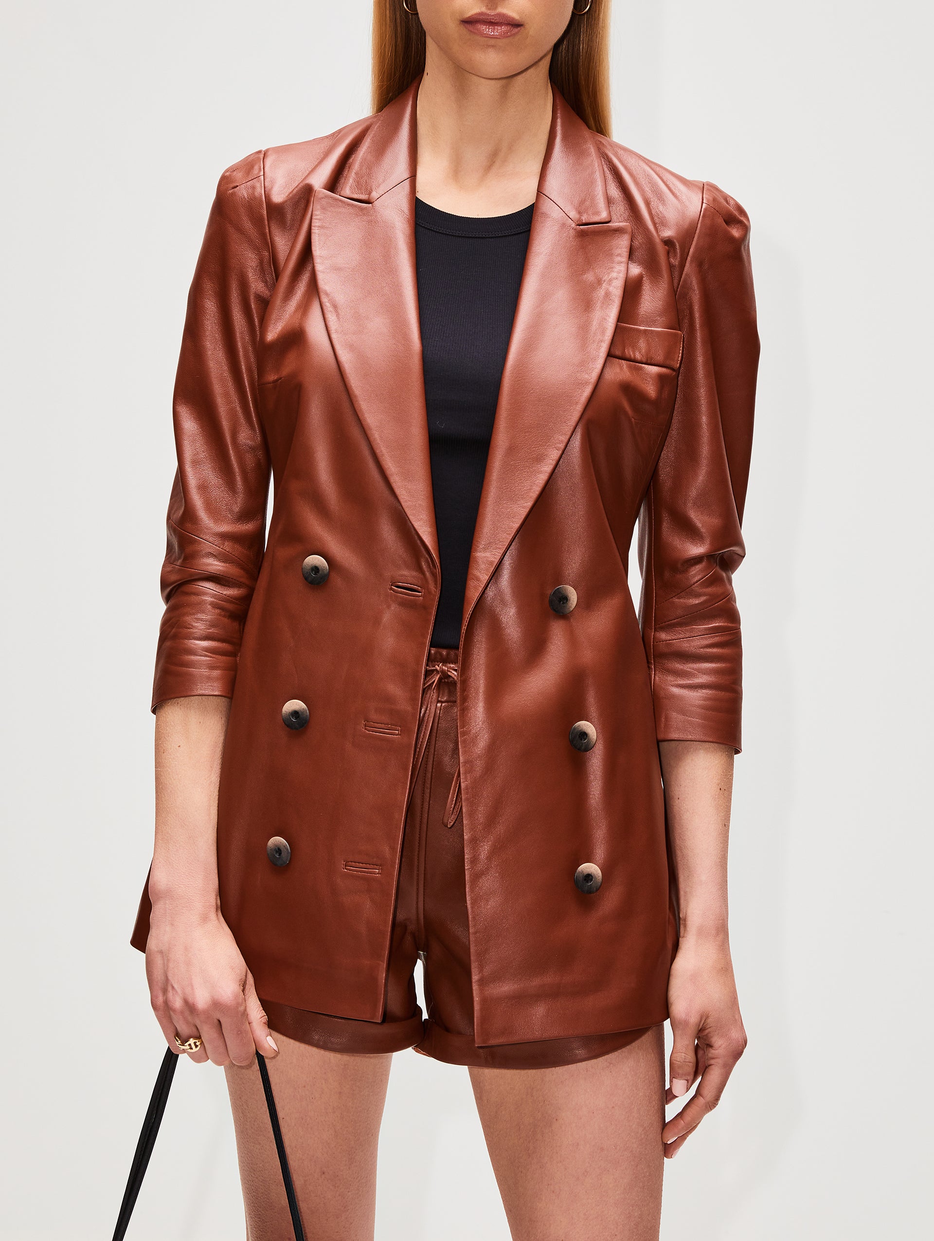 Wrap Leather Blazer