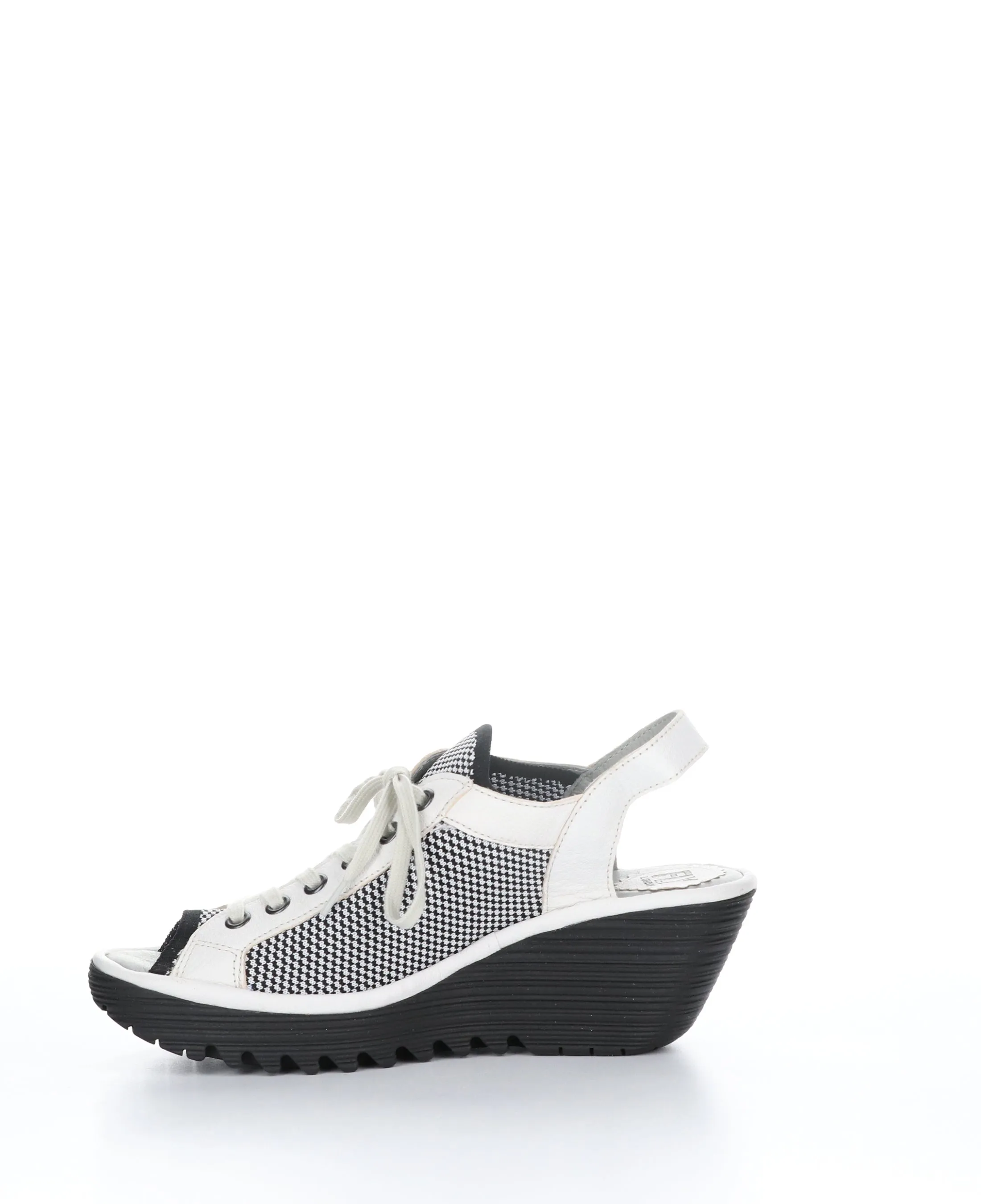 YEDU158FLY 012 WHITE/BLACK Round Toe Sandals