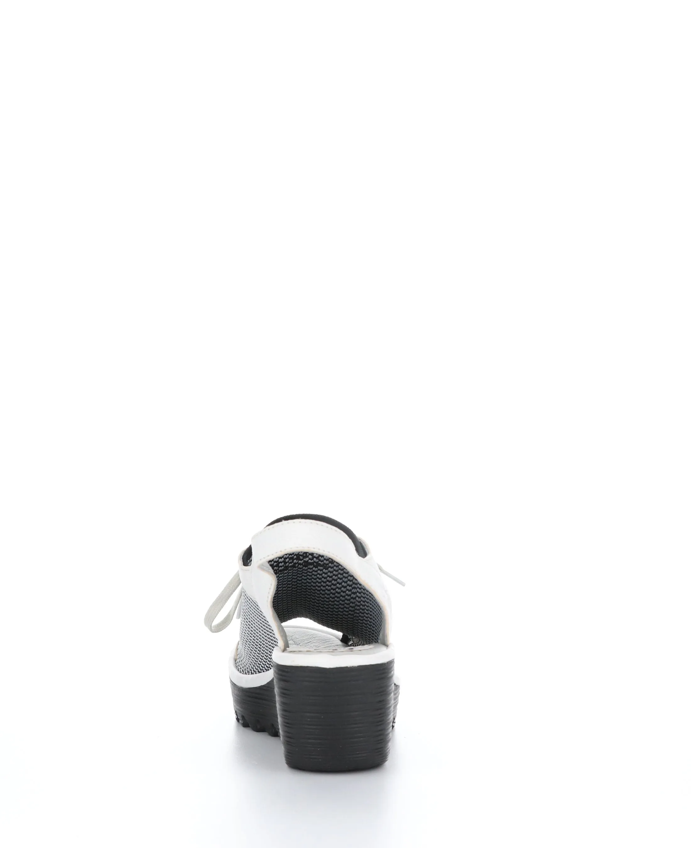 YEDU158FLY 012 WHITE/BLACK Round Toe Sandals