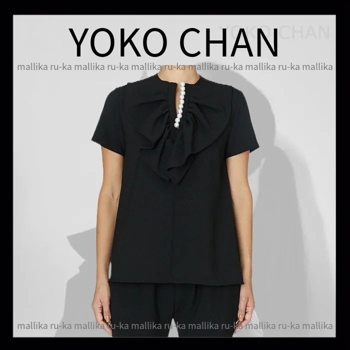 YOKOCHAN  |Casual Style Plain Short Sleeves Party Style Office Style