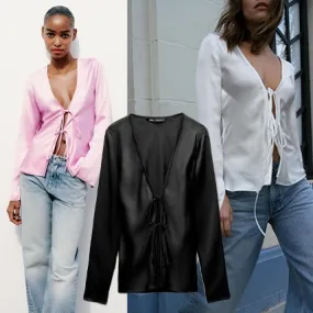 ZARA  |Casual Style Party Style Elegant Style Shirts & Blouses